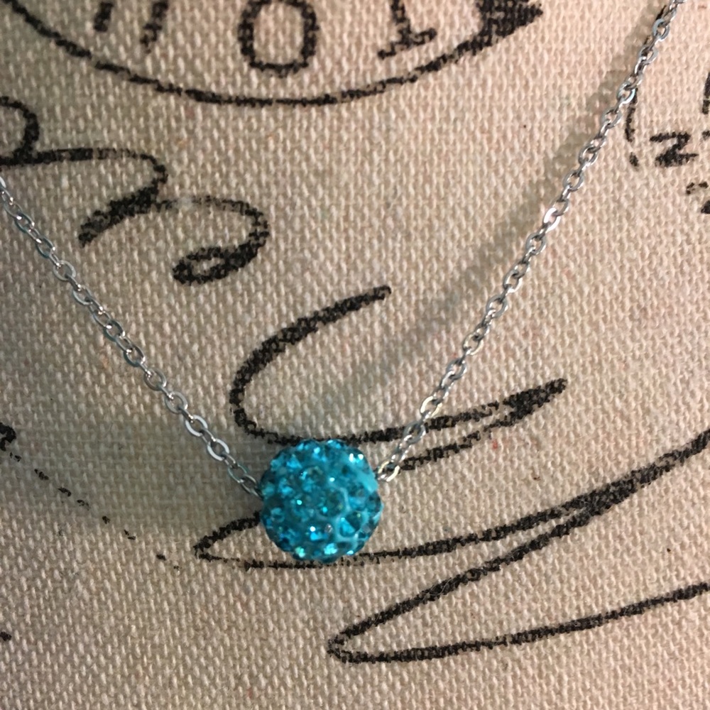 Turquoise Rhinestone Bead Necklace - Picture 2 of 5